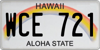 HI license plate WCE721