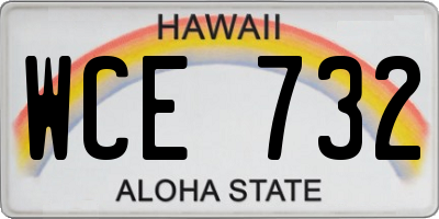 HI license plate WCE732