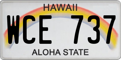 HI license plate WCE737