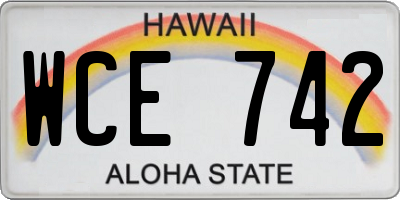 HI license plate WCE742