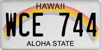 HI license plate WCE744