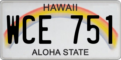 HI license plate WCE751