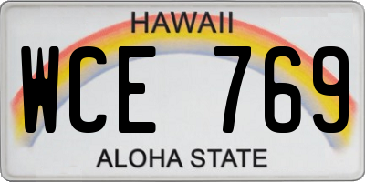 HI license plate WCE769