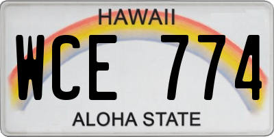HI license plate WCE774