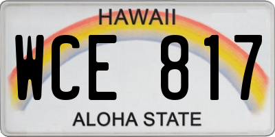 HI license plate WCE817