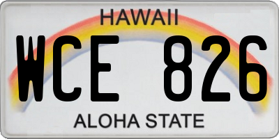 HI license plate WCE826
