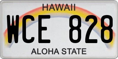 HI license plate WCE828
