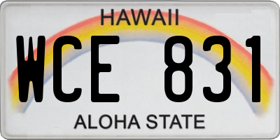 HI license plate WCE831
