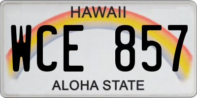 HI license plate WCE857