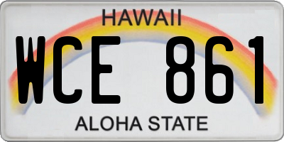 HI license plate WCE861