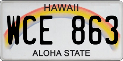 HI license plate WCE863