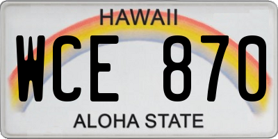HI license plate WCE870