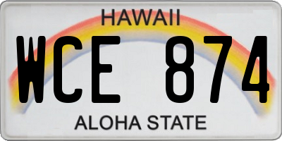 HI license plate WCE874