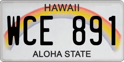 HI license plate WCE891