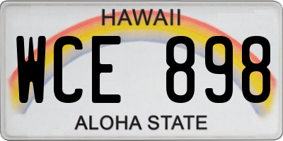 HI license plate WCE898
