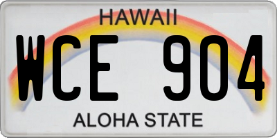 HI license plate WCE904