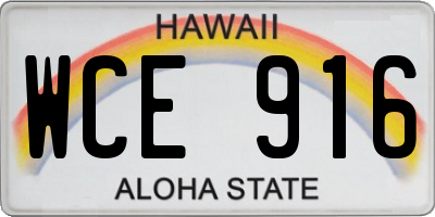 HI license plate WCE916