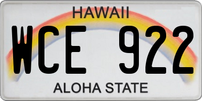 HI license plate WCE922