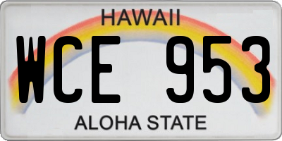 HI license plate WCE953