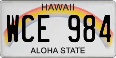 HI license plate WCE984