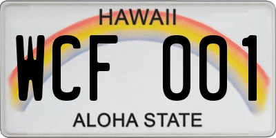 HI license plate WCF001