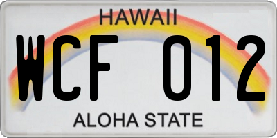 HI license plate WCF012