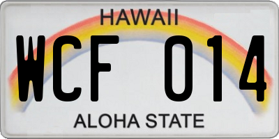 HI license plate WCF014