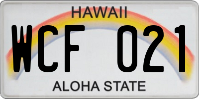 HI license plate WCF021