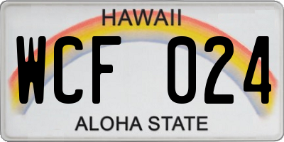 HI license plate WCF024