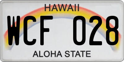HI license plate WCF028
