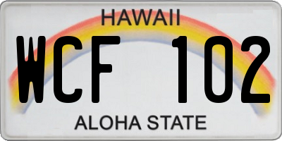 HI license plate WCF102
