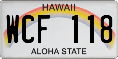 HI license plate WCF118