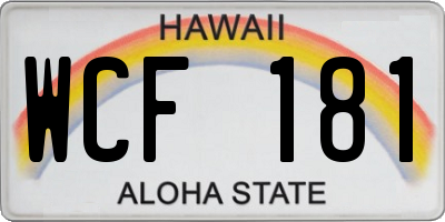 HI license plate WCF181