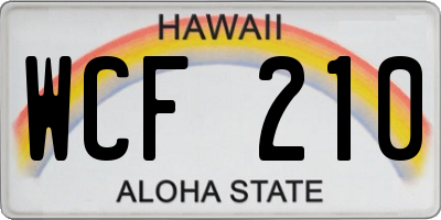 HI license plate WCF210