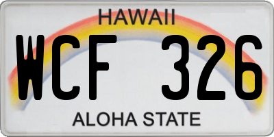 HI license plate WCF326