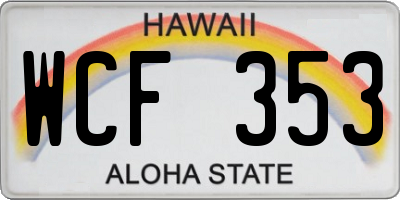 HI license plate WCF353