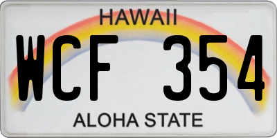 HI license plate WCF354