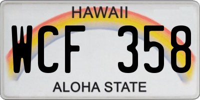 HI license plate WCF358