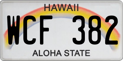 HI license plate WCF382