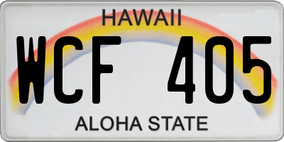 HI license plate WCF405