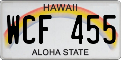 HI license plate WCF455