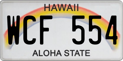 HI license plate WCF554