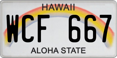 HI license plate WCF667