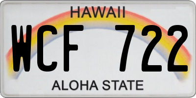 HI license plate WCF722