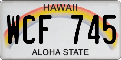 HI license plate WCF745