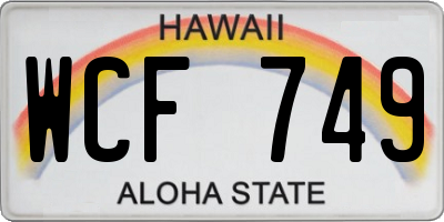 HI license plate WCF749
