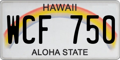 HI license plate WCF750