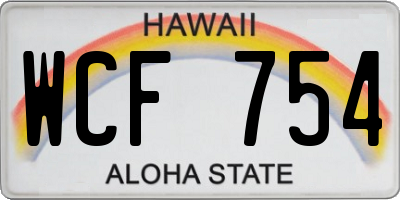 HI license plate WCF754