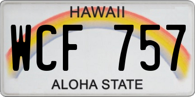 HI license plate WCF757
