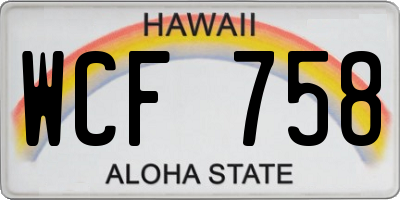 HI license plate WCF758